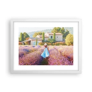 Pôster em moldura branca - Menina Lavanda - 40x30 cm