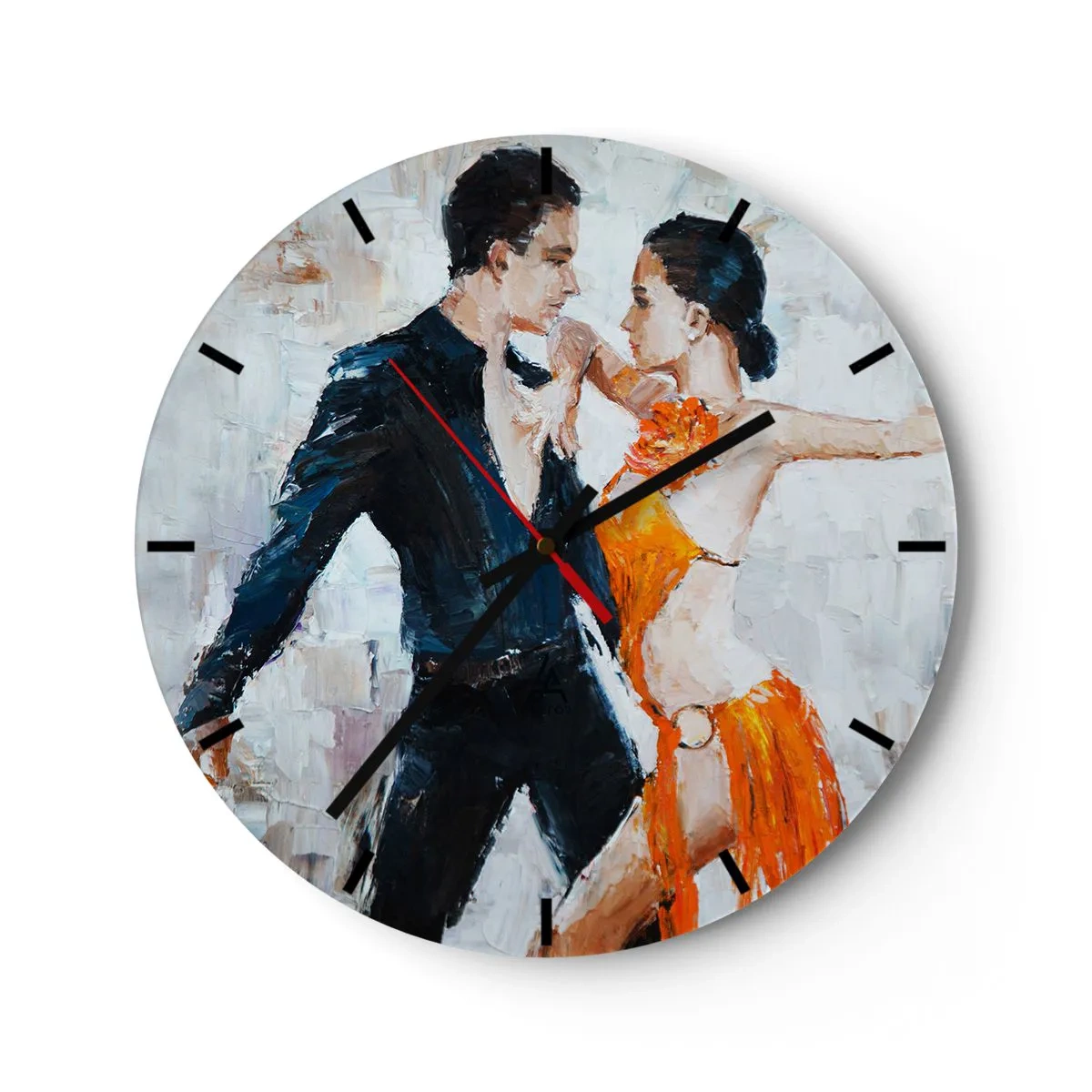 Relógio de parede - Relógio em vidro - Um casal dançando em um ritmo intenso com poses dinâmicas - 30x30cm - Dirty dancing - Decoração de parede moderna para a sala de estar, cozinha e quarto ARTTOR