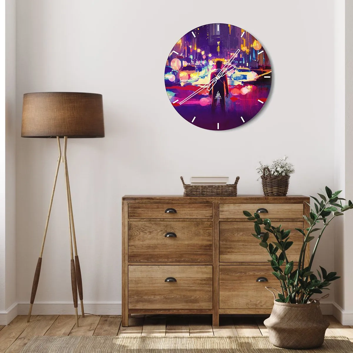 Relógio de parede - Relógio em vidro - Imerso na luz - 40x40 cm