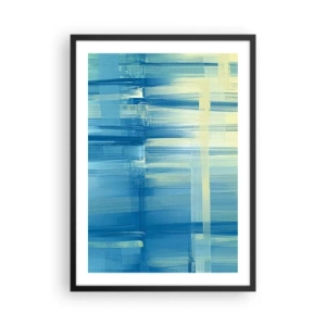 Pôster com moldura preta - Composição abstrata em tons de azul e amarelo - 50x70cm - Composição em turquesa - Decoração de parede moderna para a sala de estar e quarto ARTTOR