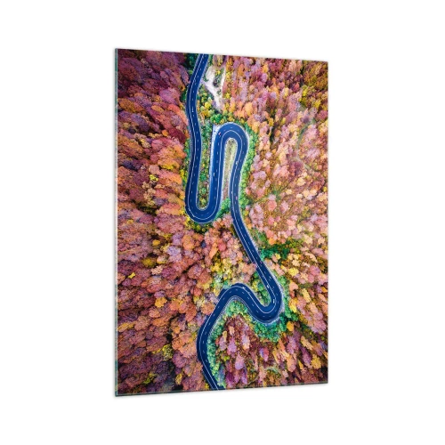 Quadro em vidro - Estrada sinuosa pela floresta - 70x100 cm