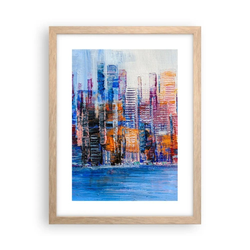 Pôster com moldura de carvalho claro - Metrópole alegre - 30x40 cm