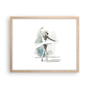 Pôster com moldura de carvalho claro - Encantada num cisne - 50x40 cm