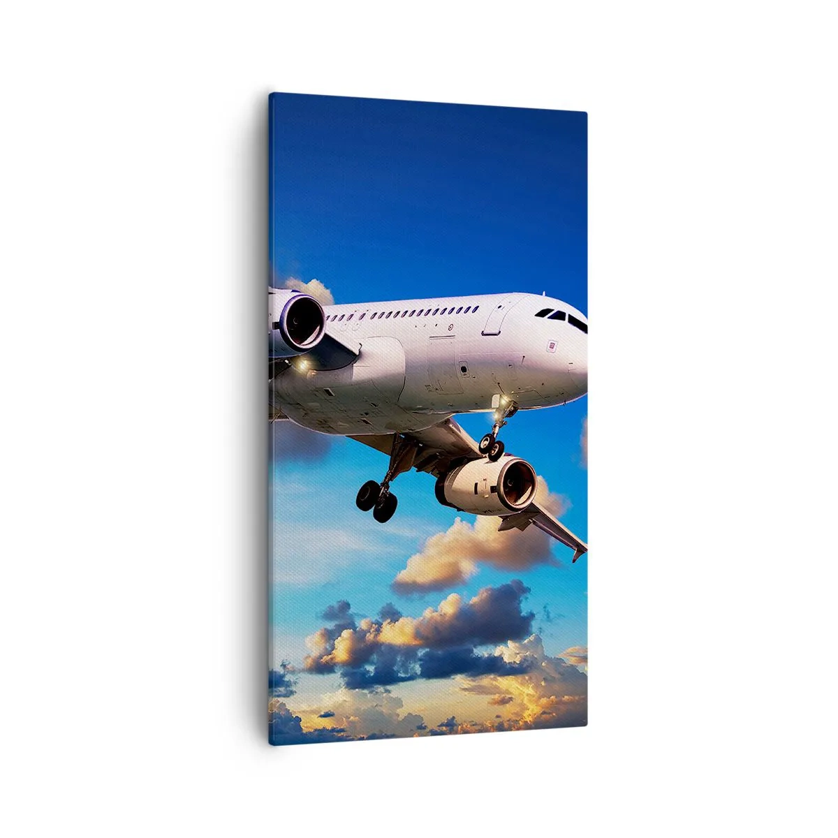 Quadro em tela - Viagem em branco e azul - 55x100 cm