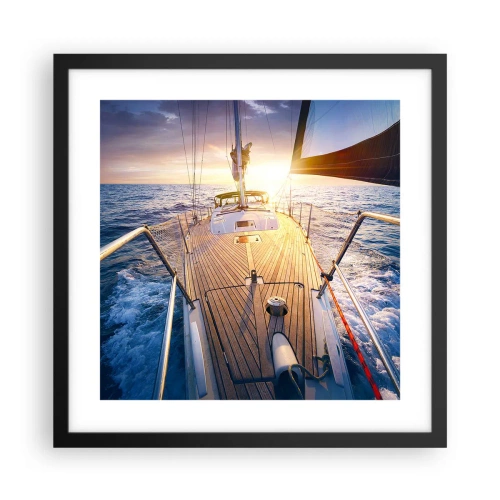 Pôster com moldura preta - Correr sobre as ondas - 40x40 cm