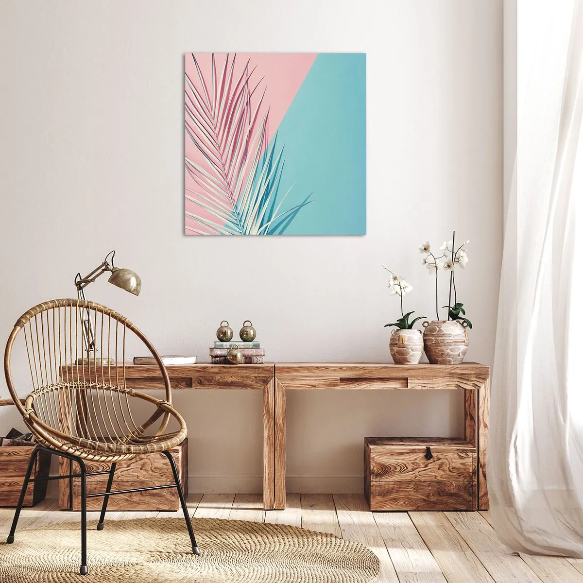 Quadro em tela - Impressão tropical - 70x70 cm