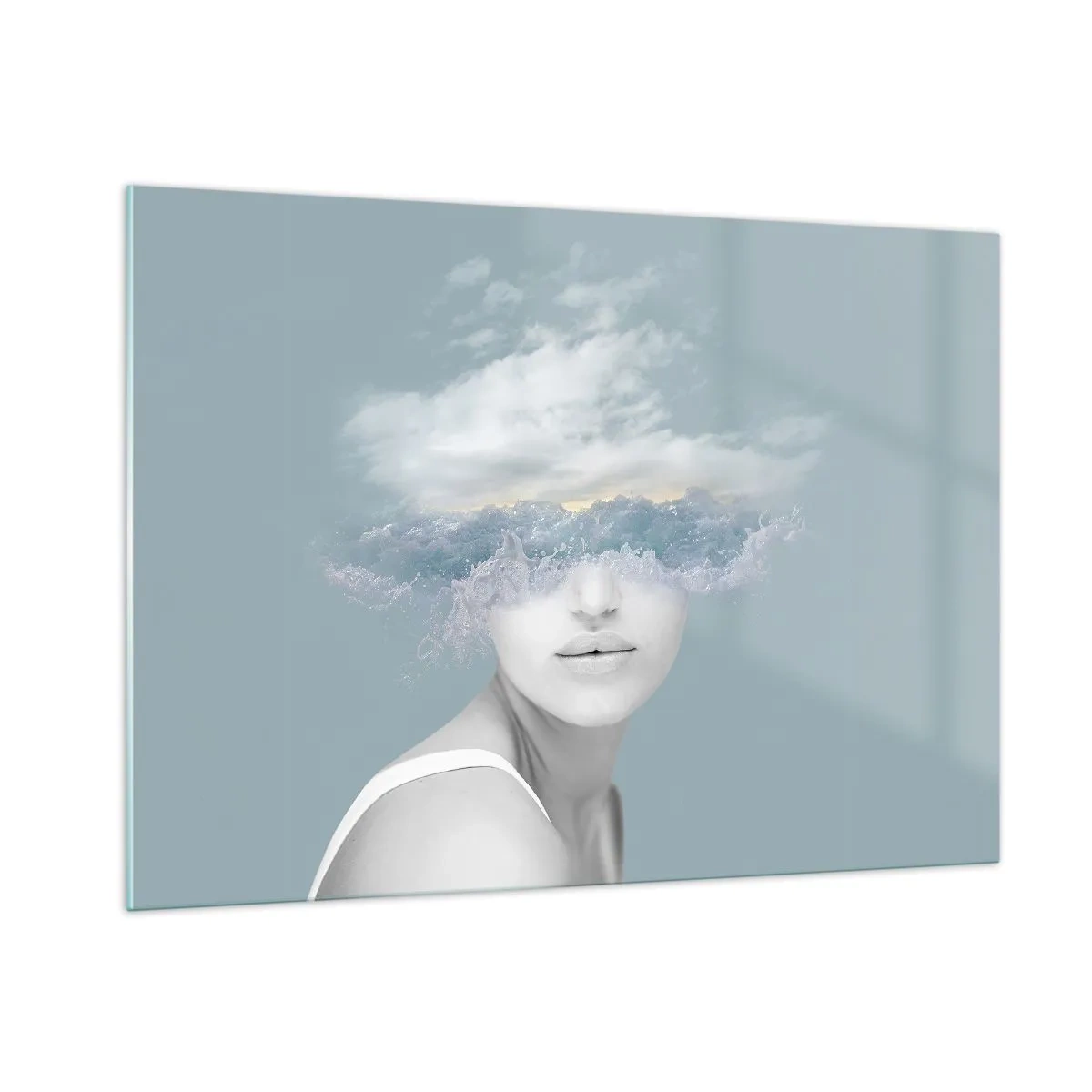 Quadro em vidro - Com a cabeça nas nuvens - 100x70 cm