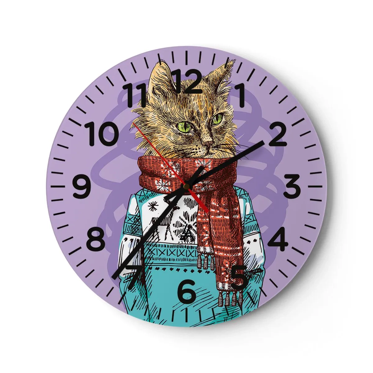 Relógio de parede - Relógio em vidro - Gato não só de botas - 40x40 cm