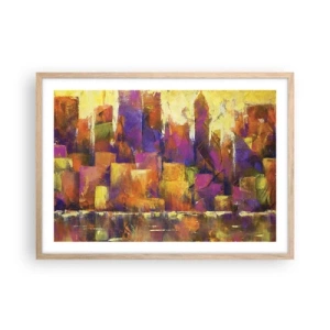 Pôster com moldura de carvalho claro - Composição metropolitana - 70x50 cm