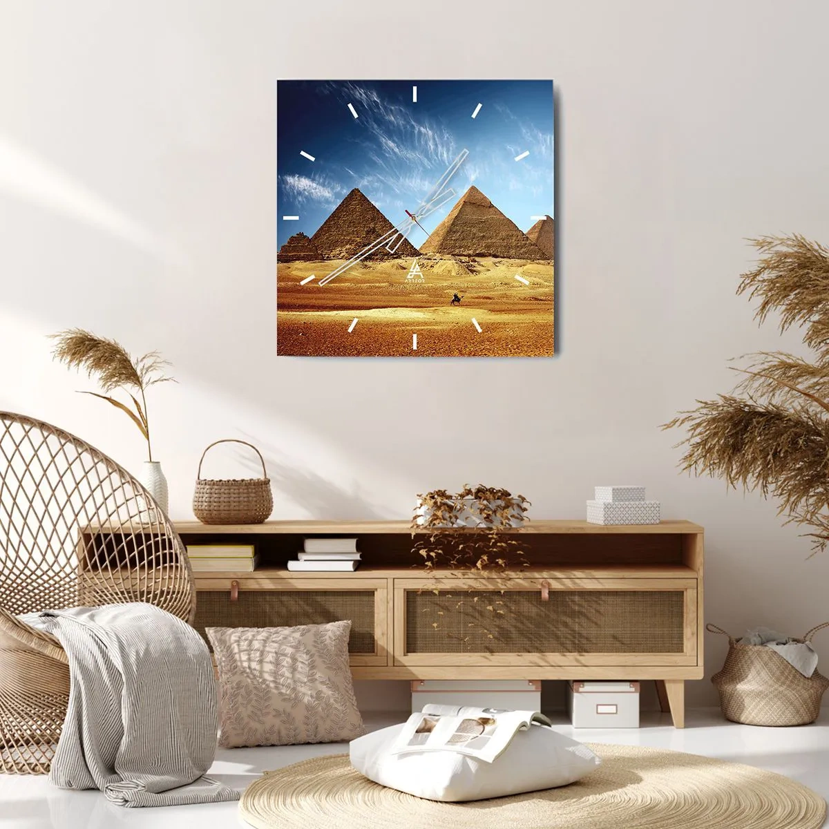 Relógio de parede - Relógio em vidro - 40 séculos vos contemplam - 40x40 cm