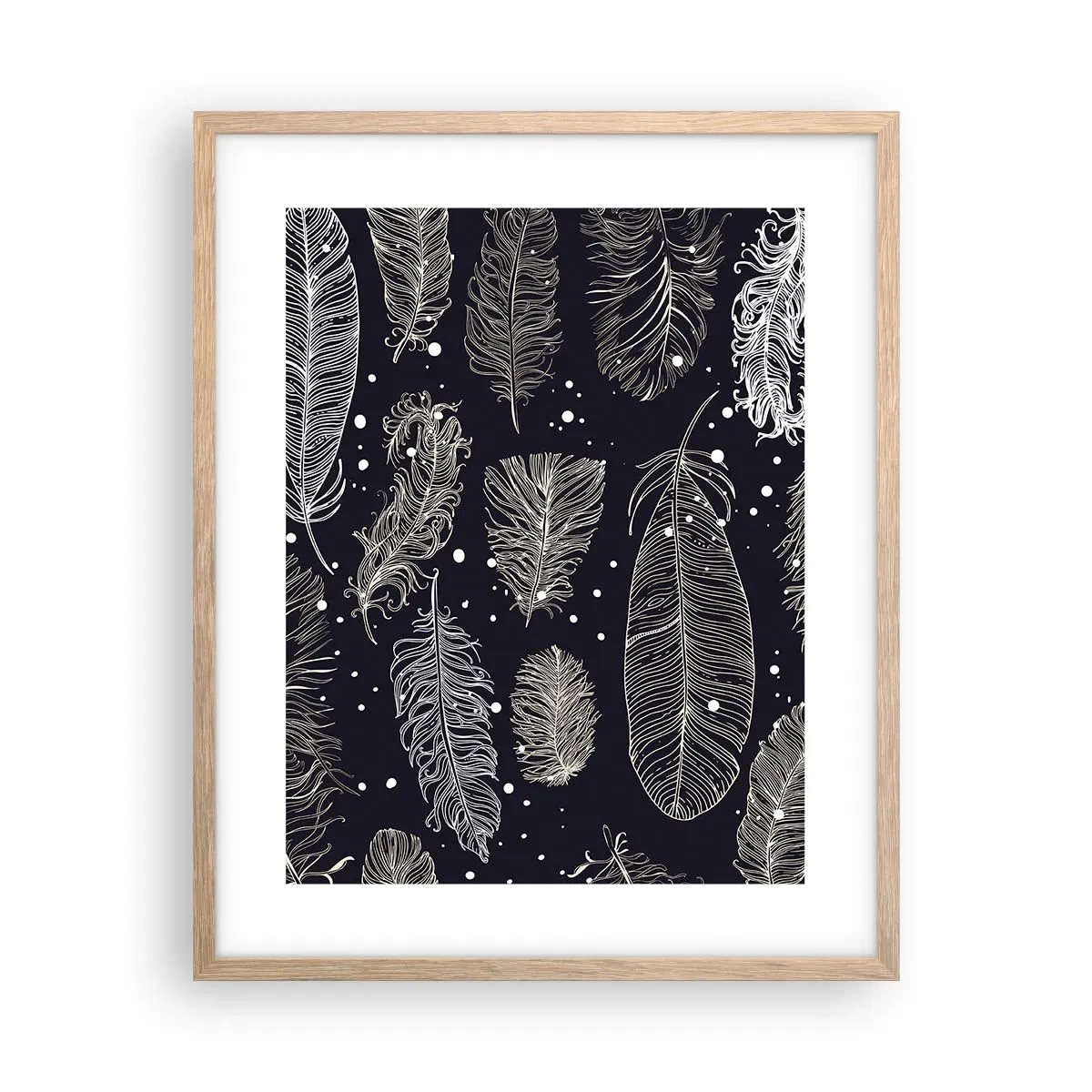 Pôster com moldura de carvalho claro - Rendas de penas - 40x50 cm