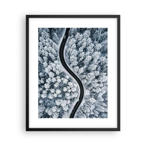 Pôster com moldura preta - Pelaa floresta no inverno - 40x50 cm