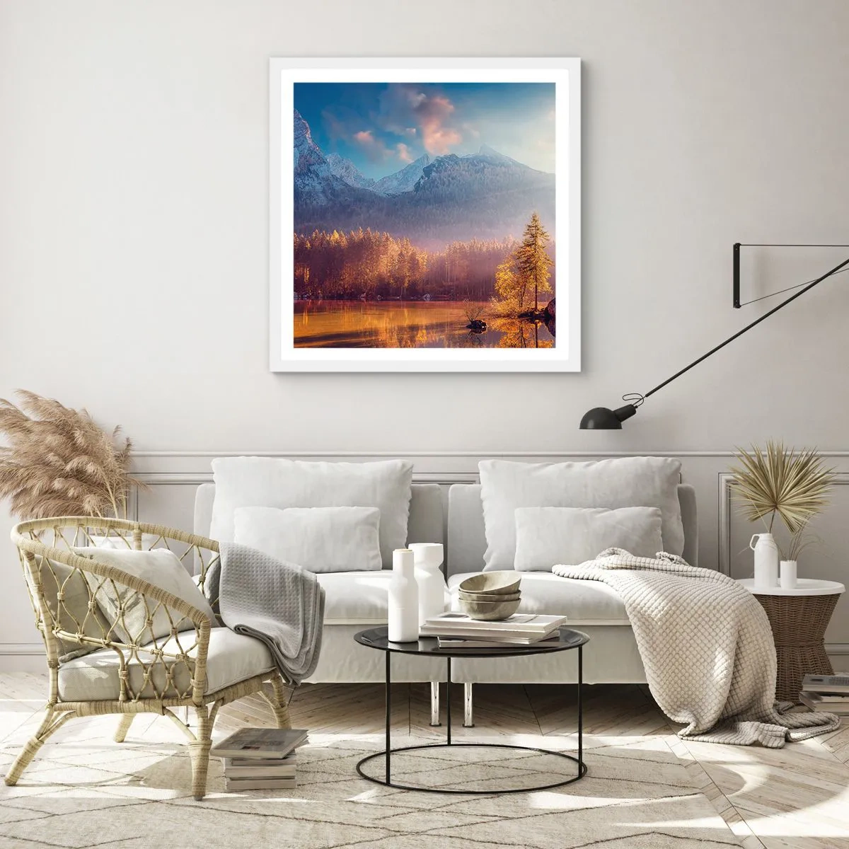 Pôster em moldura branca - Nas montanhas e vales - 30x30 cm