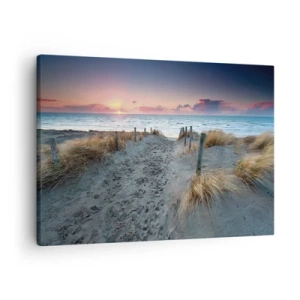 Quadro em tela - Caminho que leva à praia ao pôr do sol - 70x50cm - Derramou um arco-íris de esplendor radiante.... - Decoração de parede moderna para a sala de estar e quarto ARTTOR