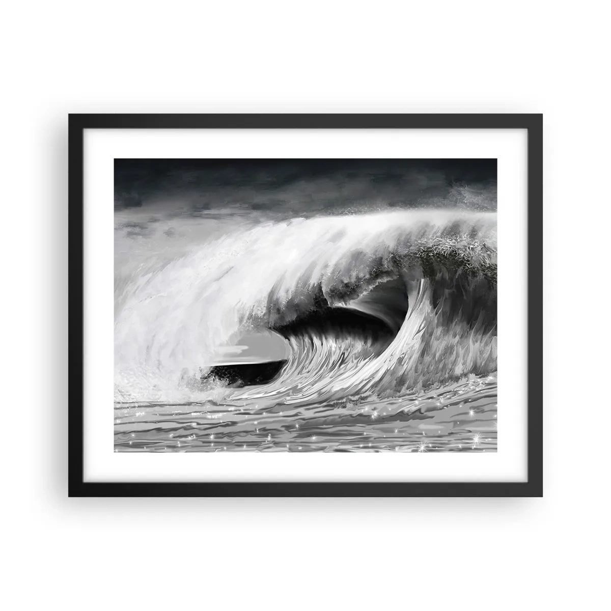 Pôster com moldura preta - A ira do oceano - 50x40 cm