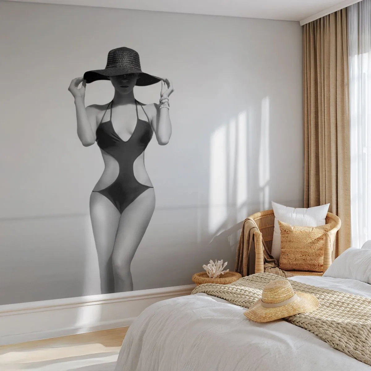 Papel de Parede Premium Canvas - Meu nome é: Elegância - Mulher, Praia, Moda - 250x175 cm