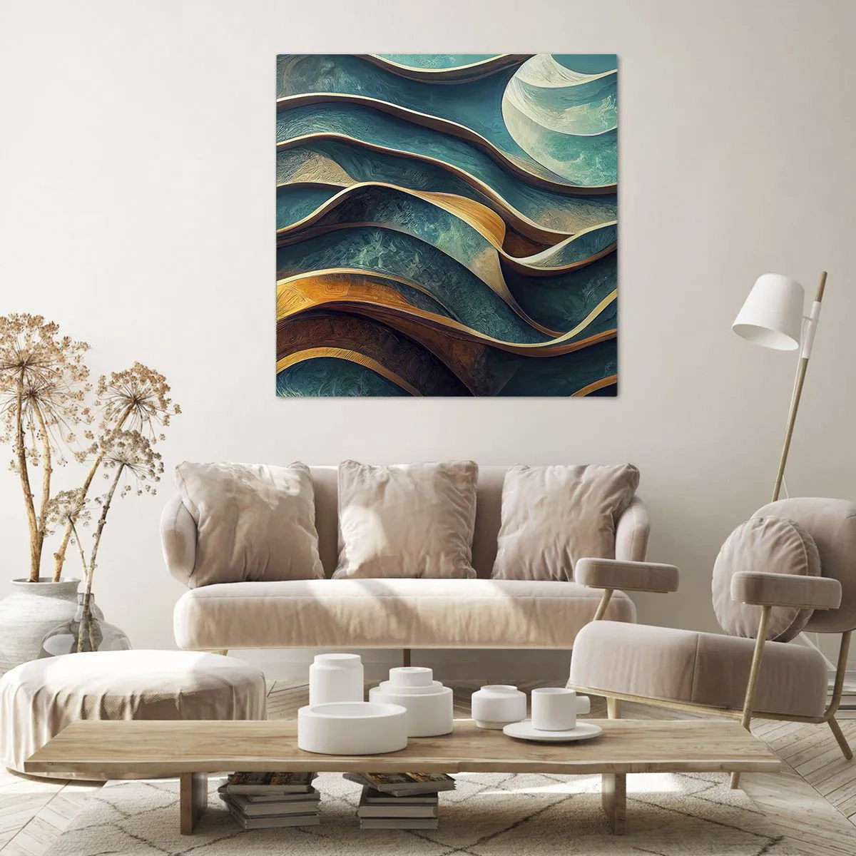 Quadro em tela - Meandros de azul - 30x30 cm