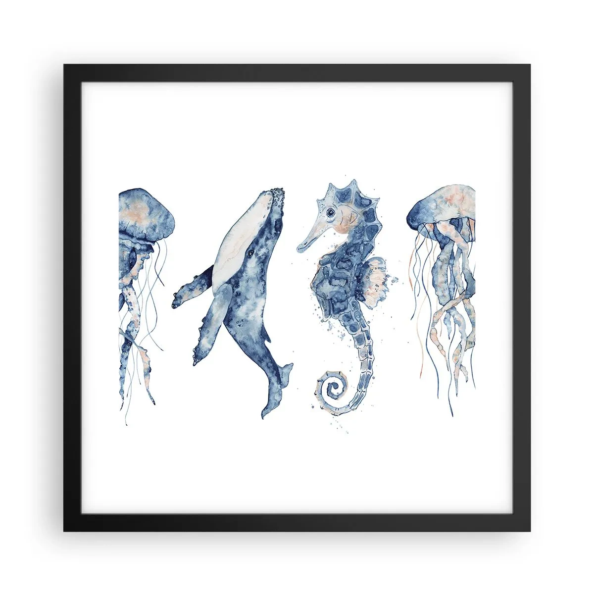Pôster com moldura preta - Maravilhas do mar - 40x40 cm