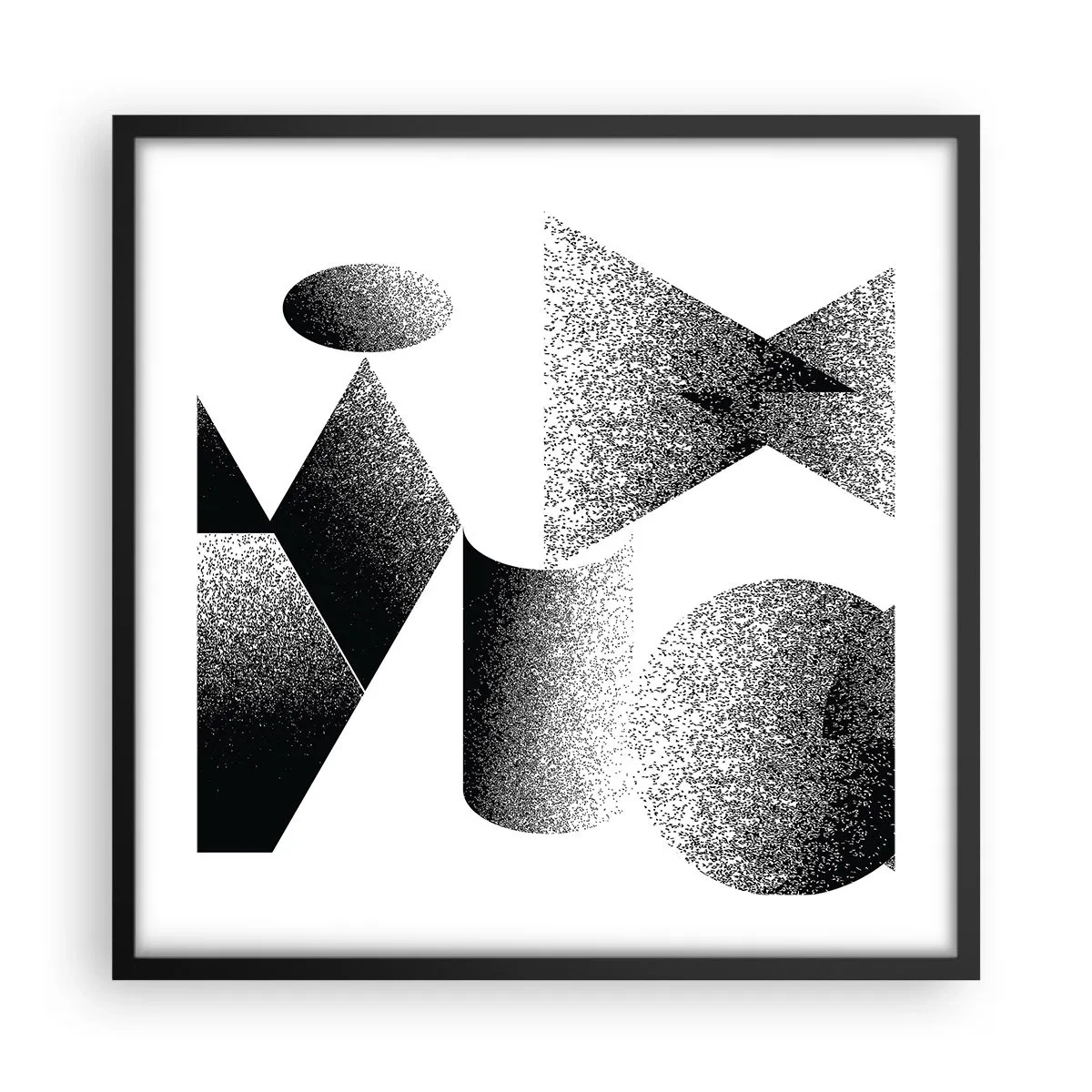 Pôster com moldura preta - Ângulos e ovais - 50x50 cm