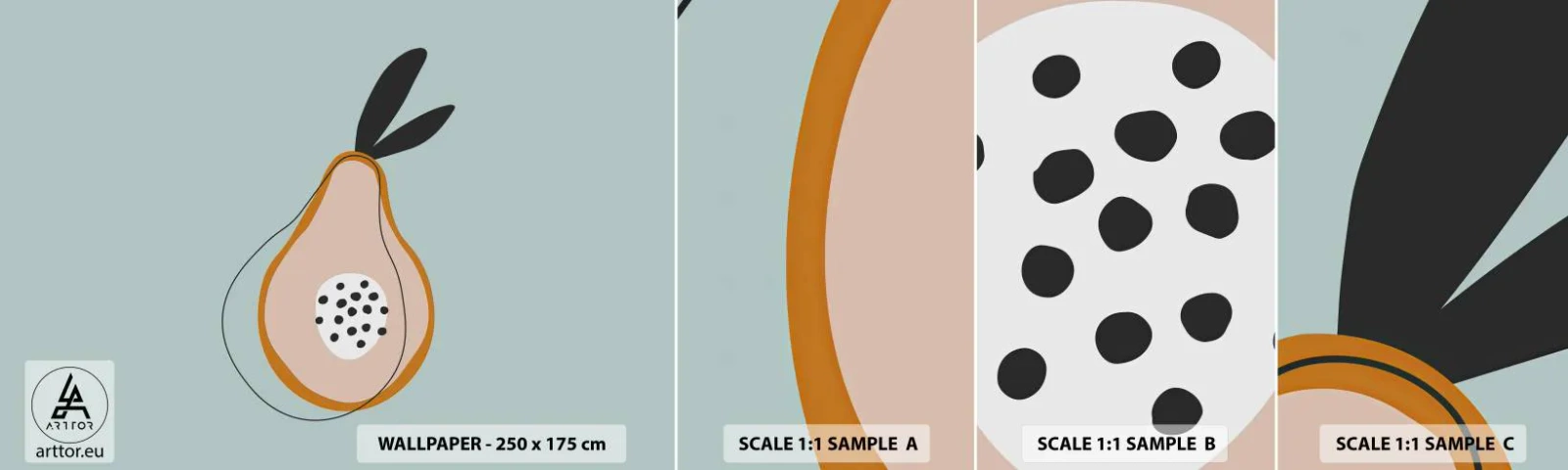 Amostra de Papel de Parede Standard Eco - Penetrar na natureza das coisas - Gráficos, Pera, Pedaço - 100x30 cm