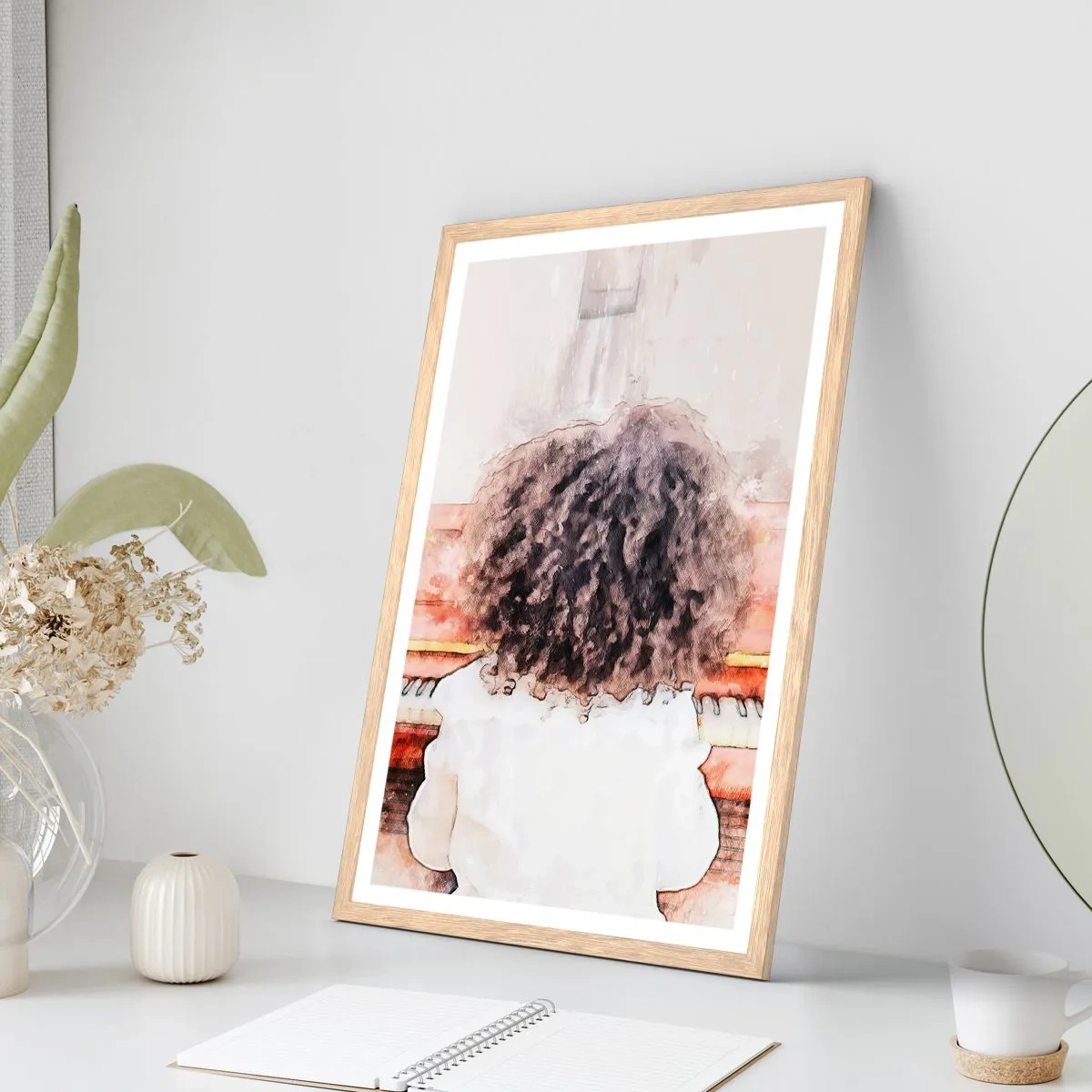 Pôster com moldura de carvalho claro - Num mundo novo - 50x70 cm