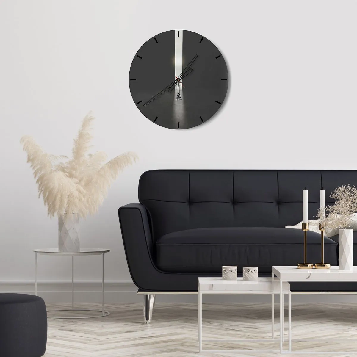 Relógio de parede - Relógio em vidro - A silhueta de um homem em uma fenda luminosa em um espaço escuro - 30x30cm - Um passo para um futuro brilhante - Decoração de parede moderna para a sala de estar, cozinha e quarto ARTTOR