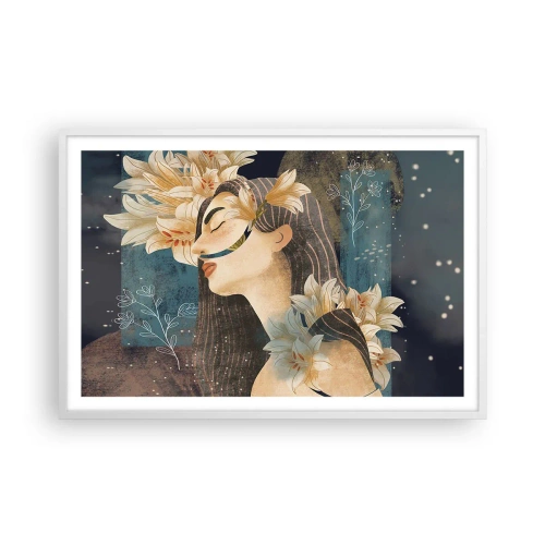 Pôster em moldura branca - O conto da princesa com lírios - 91x61 cm