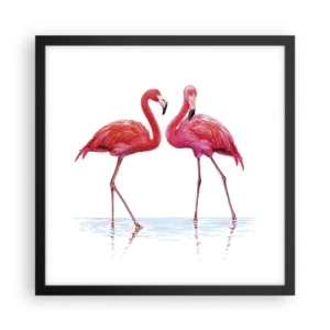 Pôster com moldura preta - Rosa randez-vous - 40x40 cm