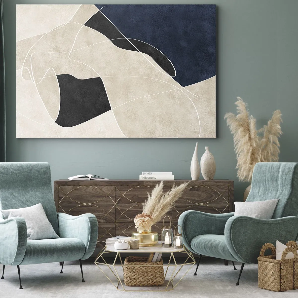 Quadro em tela - Composição abstrata – contraste de cores - 70x50 cm