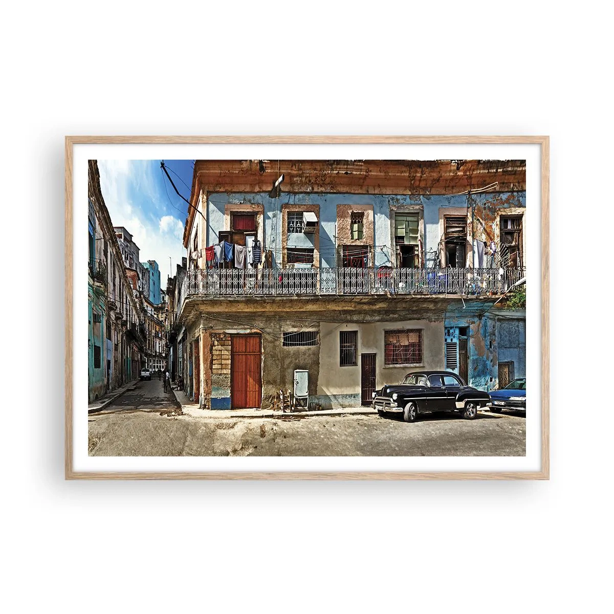 Pôster com moldura de carvalho claro - Vibrações de Havana - 100x70 cm