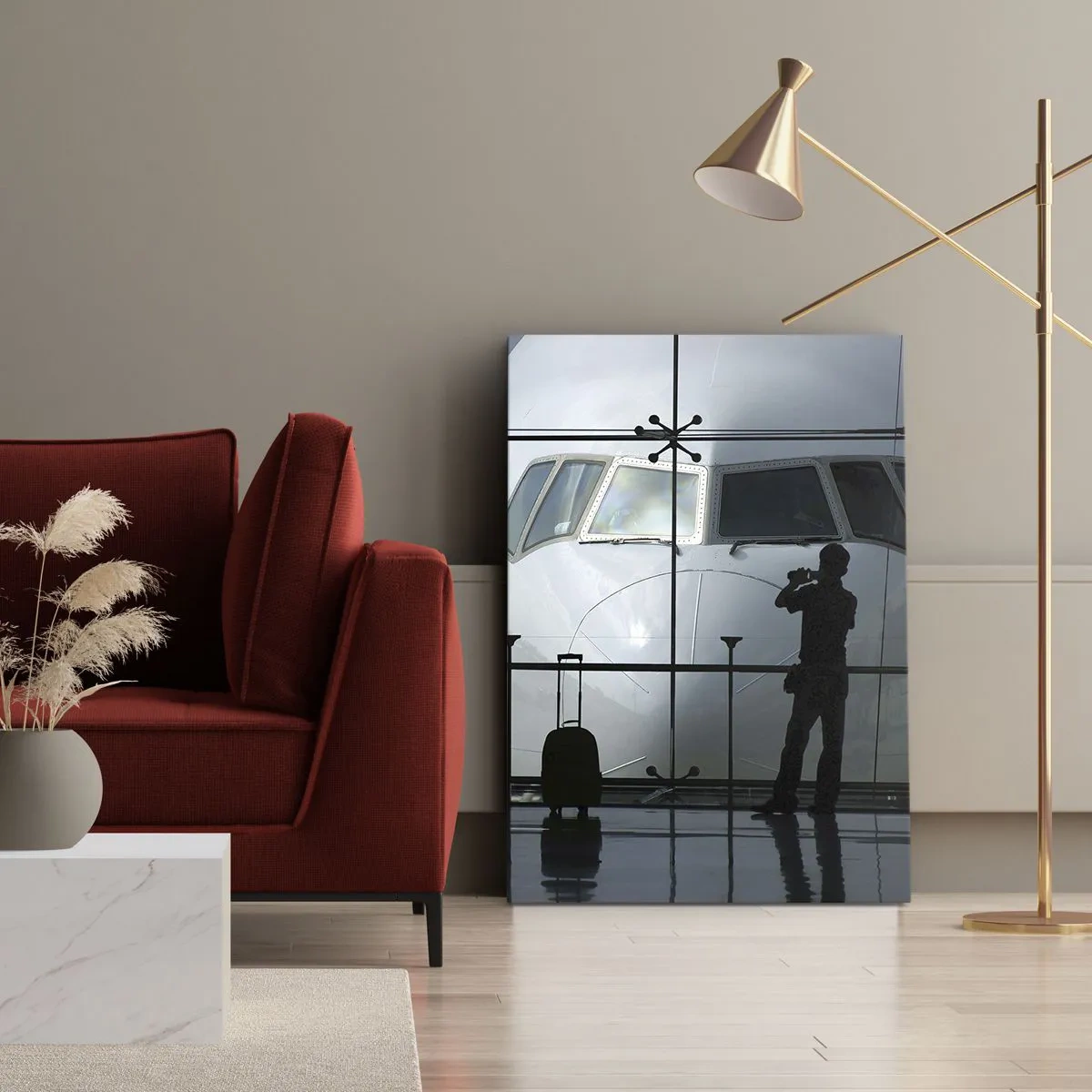 Quadro em tela - Vis a vis no aeroporto - 45x80 cm