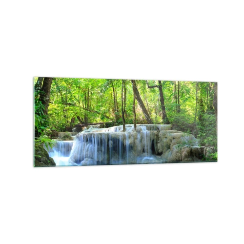 Quadro em vidro - Afogar-se na turquesa e vegetação - 120x50 cm