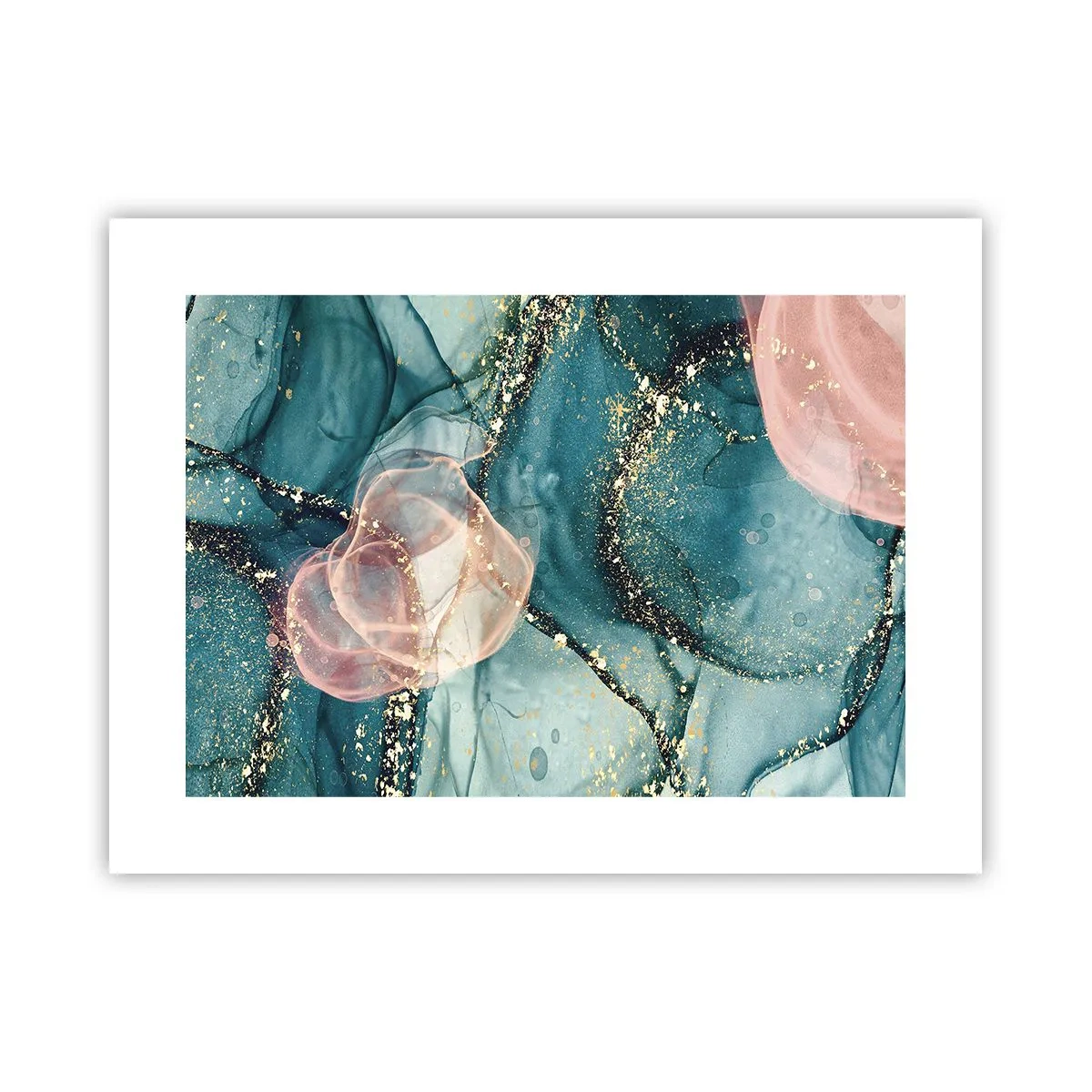 Pôster - Azul seda, rosa tule - 40x30 cm