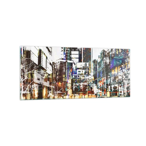 Quadro em vidro - Cidade cintilante - 120x50 cm