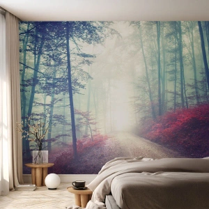 Papel de Parede Autocolante Deluxe Sticker - Como é bom acordar cedo - Paisagem, Floresta, Estrada Florestal - 100x70 cm