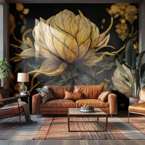 Papel de Parede Autocolante Deluxe Sticker - Fragilidade sutil - Flor, Art Deco, Glamour - 100x70 cm