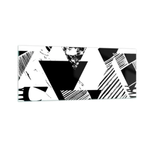 Quadro em vidro - Chuva de triângulos - 100x40 cm