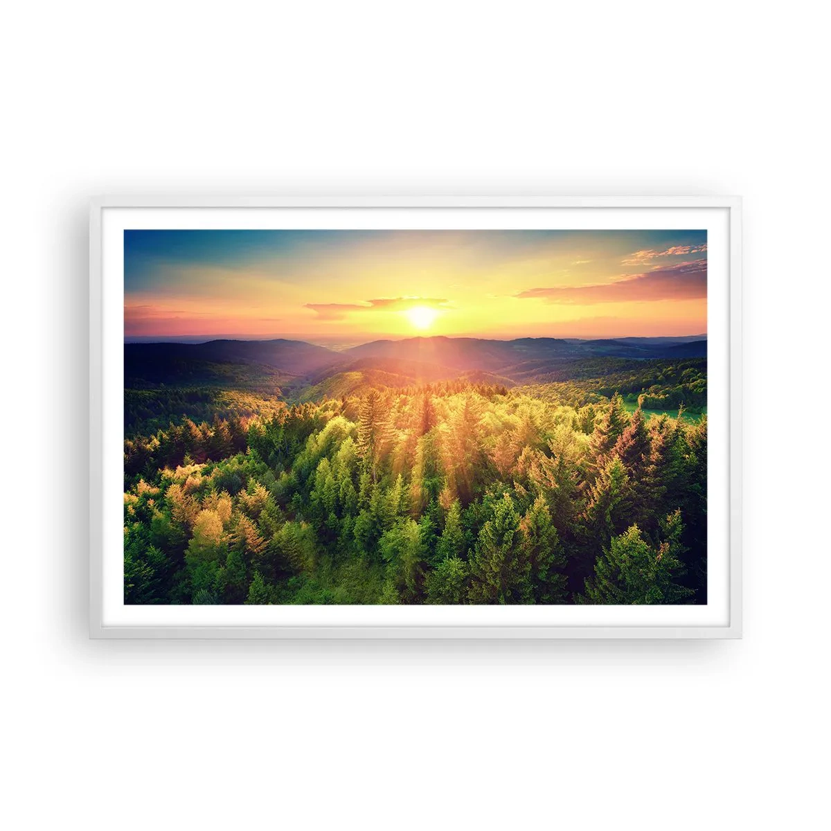 Pôster em moldura branca - Picos e cumes - 91x61 cm