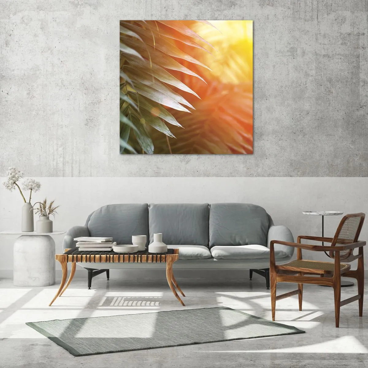 Quadro em vidro - Manhã na selva - 70x70 cm