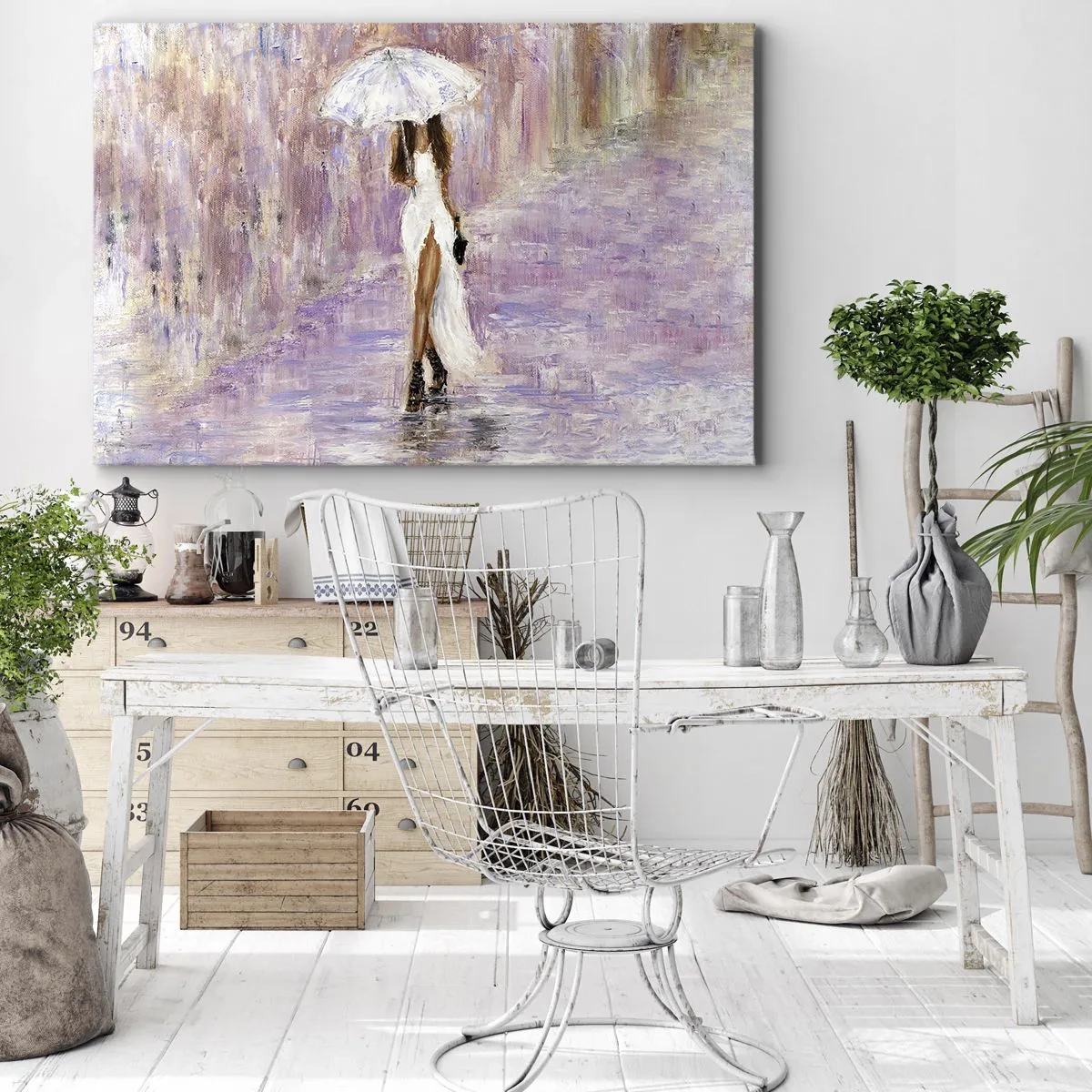 Quadro em tela - Na chuva lilás - 70x50 cm