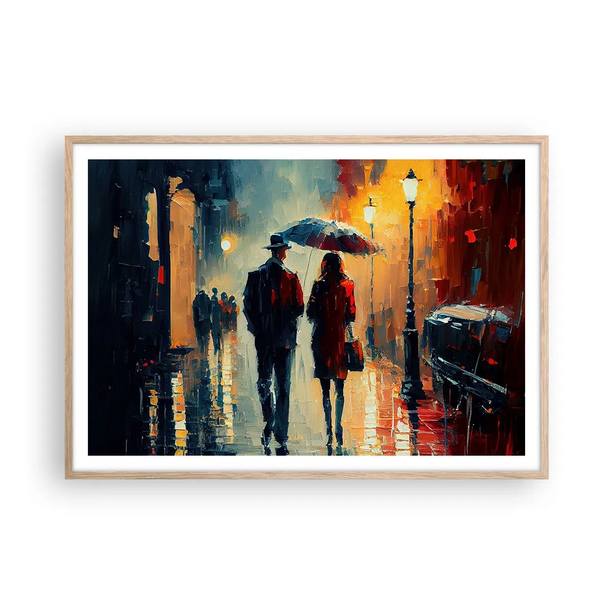 Pôster com moldura de carvalho claro - História de amor urbano - 100x70 cm