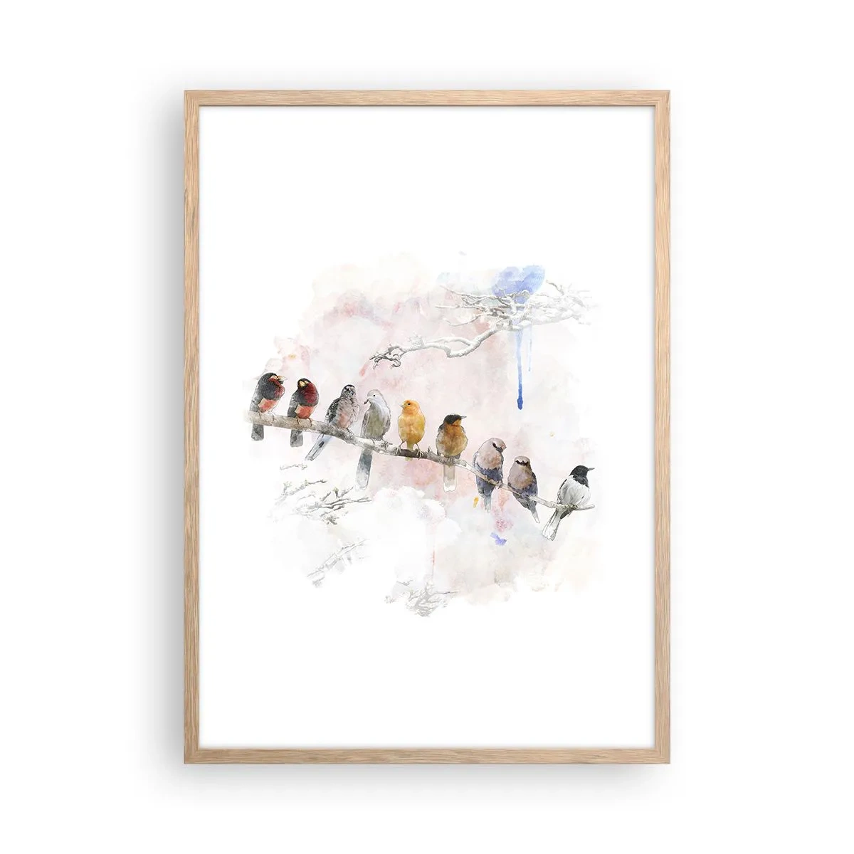 Pôster com moldura de carvalho claro - Reunião alada - 50x70 cm