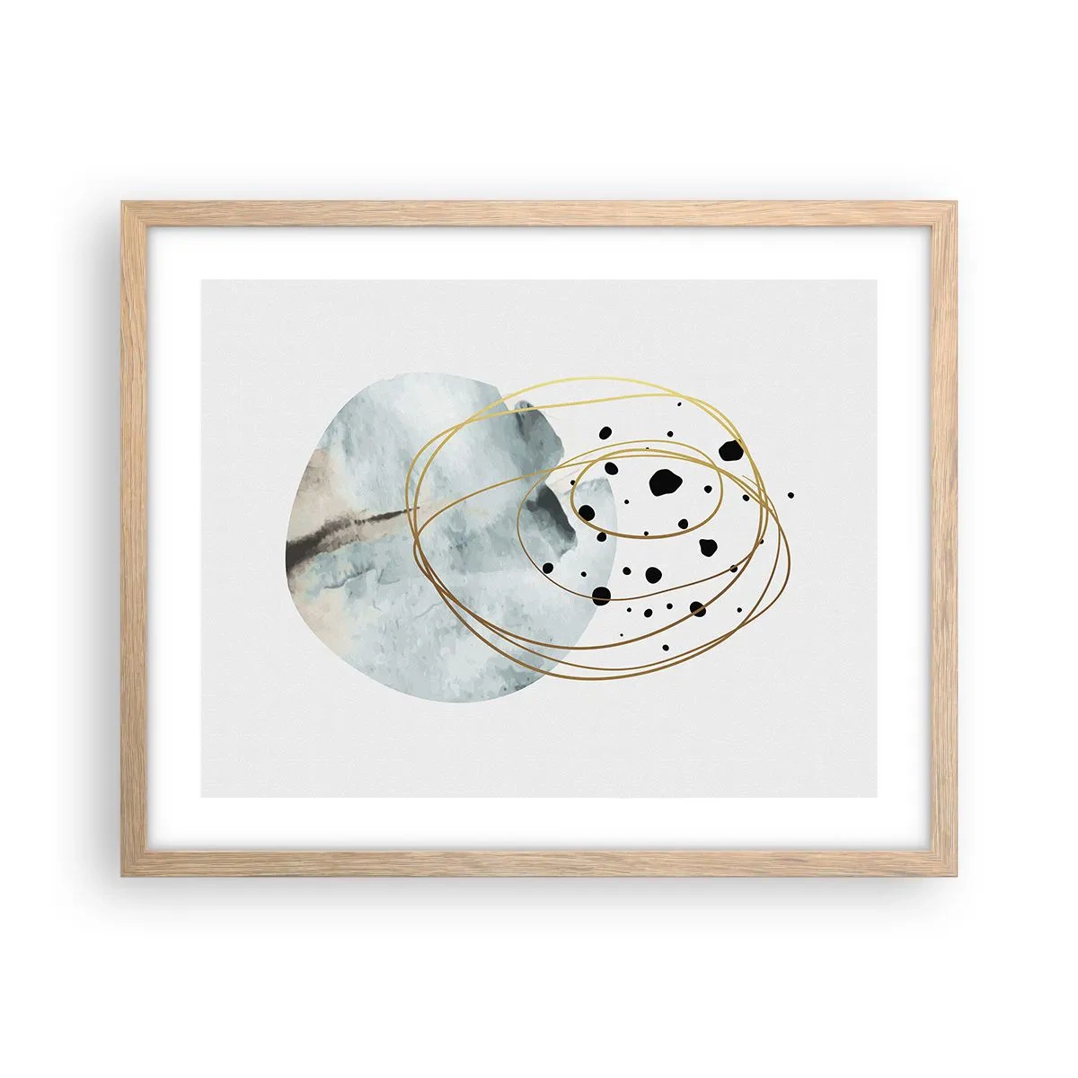 Pôster com moldura de carvalho claro - No abraço ao espaço - 50x40 cm