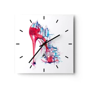 Relógio de parede - Relógio em vidro - Elegância metropolitana - 30x30 cm