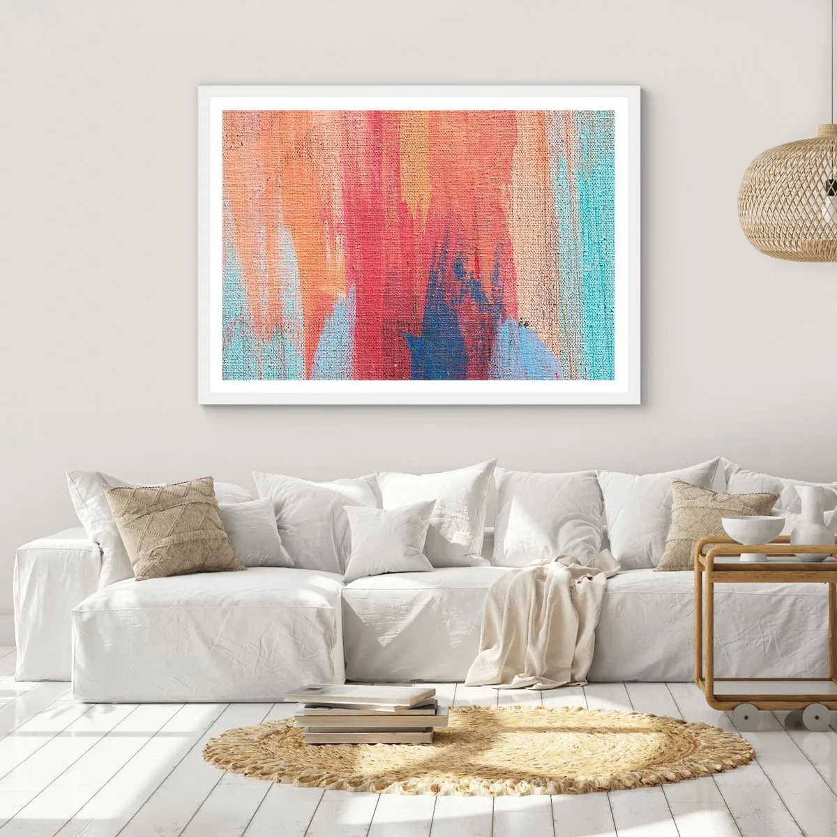 Pôster em moldura branca - Flutuar pelo arco-íris - 70x50 cm