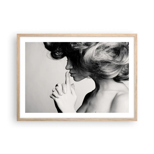 Pôster com moldura de carvalho claro - Ouvindo-se a si própria - 70x50 cm