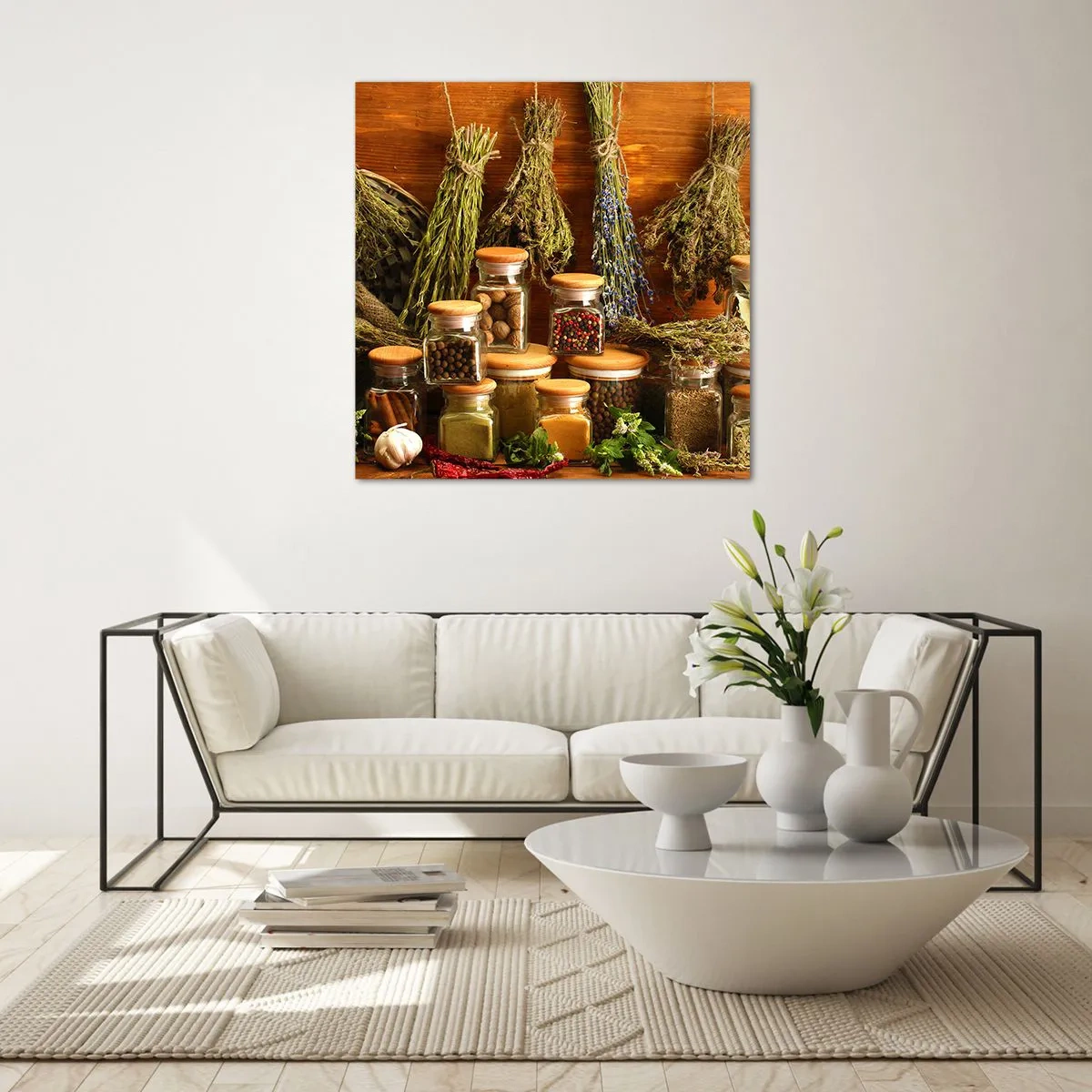 Quadro em vidro - Magias da cozinha - 60x60 cm