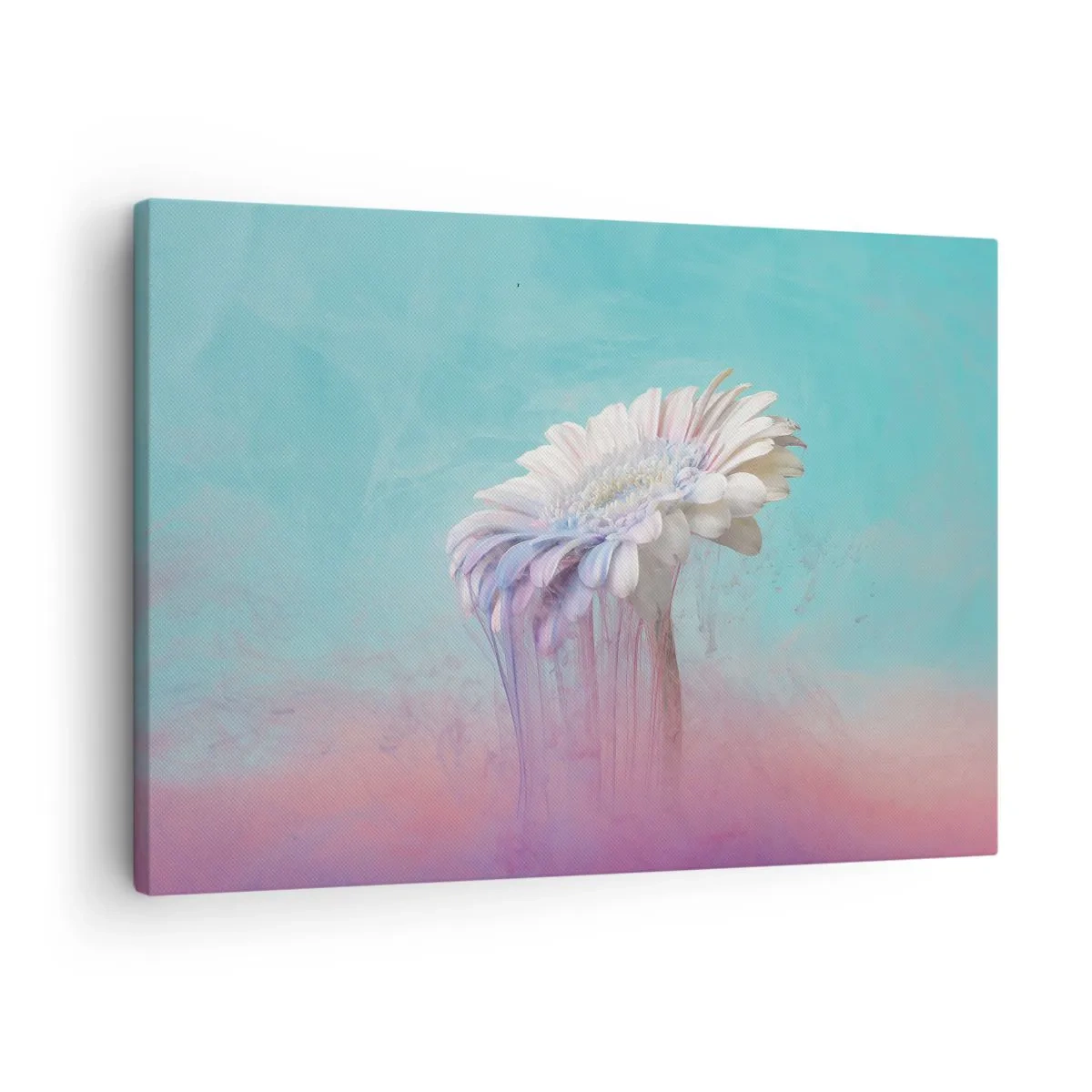 Quadro em tela - Gérbera pastel com efeito de desfoque - 70x50cm - O submundo das flores - Decoração de parede moderna para a sala de estar e quarto ARTTOR