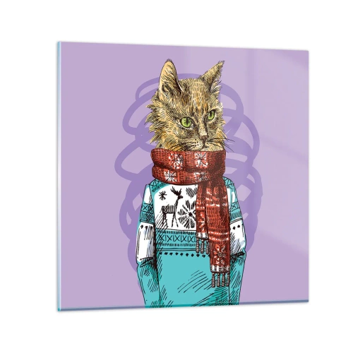 Quadro em vidro - Gato não só de botas - 70x70 cm