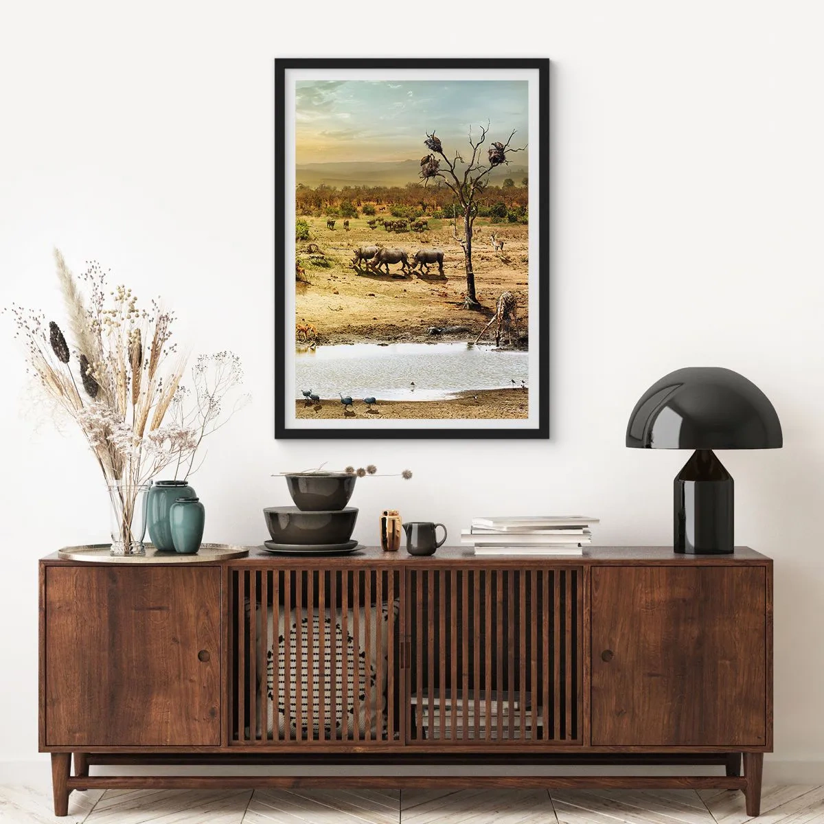 Pôster com moldura preta - Um rio corria no Éden... - 70x100 cm